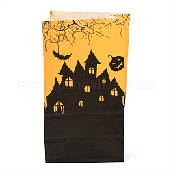 Halloween Thema Kraftpapiertüten, Geschenk-Taschen, Snackbeutel, Rechteck, Turmmuster, 23.2x13x8 cm