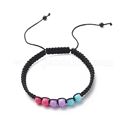 Acrylic Braided Bead Bracelet, Nylon Cord Adjustable Bracelet for Women, Colorful, Inner Diameter: 2~3-1/4 inch(5~8.1cm)
