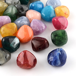 Perles acryliques imitation pierre précieuse de pépite, couleur mixte, 25x24x17mm, Trou: 3mm, environ 84 pcs/500 g