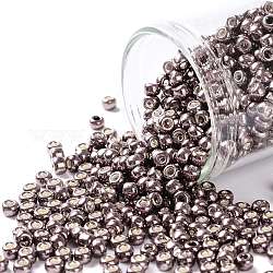 Toho perles de rocaille rondes, Perles de rocaille japonais, (556) mauve galvanisé, 8/0, 3mm, Trou: 1mm, environ 1110 pcs/50 g