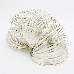 Steel Memory Wire, Bracelet Making, Flat, Silver, 60mm, Wire: 1.2x0.5mm, about 20circles/set