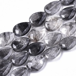 Chapelets de perle en quartz nuageux naturel, larme, 16x12x5~6mm, Trou: 0.8mm, Environ 25 pcs/chapelet, 15.75 pouce (40 cm)
