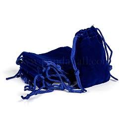Pochettes rectangle en velours, sacs-cadeaux, bleu foncé, 7x5 cm