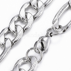 Collares de cadena figaro de los hombres de moda, Collares de cadena de 304 acero inoxidable, con cierre de pinza, color acero inoxidable, 23.62 (60 cm), 10mm