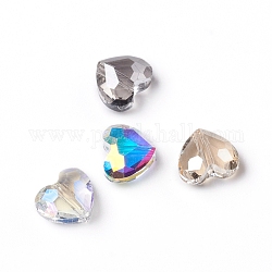 Perles en verre electroplate, facette, cœur, couleur mixte, 7x8x4.2mm, Trou: 1mm