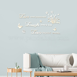 Custom Acrylic Wall Stickers, for Home Living Room Bedroom Decoration, Word, Silver, 250x550mm