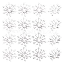 Beebeecraft 50 шт. латунные колпачки для бусин, мульти-лепесток цветка, 925 серебро покрытием, 14x12.5x3.5 мм, отверстие : 1.5 мм