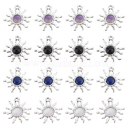 SUNNYCLUE 1 Box 20Pcs Stone Charms Sun Charm Gemstone Charms Bulk Healing Energy Lucky Love Gemstones Obsidian Amethyst Charms for Jewelry Making Charm Adult DIY Necklace Earrings Bracelet Crafts