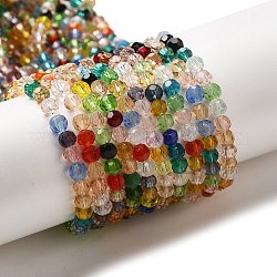 Transparent Glass Beads, Faceted(32 Facets), Round, Mixed Color, 4mm, Hole: 0.7mm, about 94~96pcs/strand, 14.17~14.37 inch(36~36.5cm)