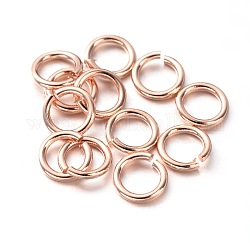 Экологически чистое вакуумное покрытие и долговечные открытые прыжковые кольца из латуни, розовое золото , 19 датчик, 6x0.95 мм, внутренний диаметр: 4.4 мм