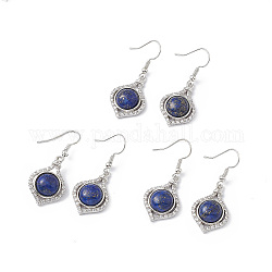Boucles d'oreilles pendantes vase lapis lazuli naturel, bijoux en laiton platine pour femme, 40mm, pin: 0.5 mm