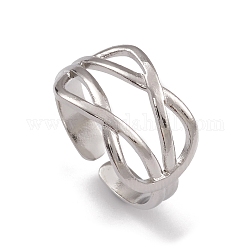 304 anelli gemelli in acciaio inox, anello a fascia larga con elemento infinito scavato per le donne, colore acciaio inossidabile, 3.7~11.5mm, diametro interno: 16.5mm