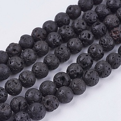 Fili di perle di pietra lavica naturale, tondo, 6.5mm, Foro: 0.5 mm, circa 63pcs/filo, 14.9 pollice