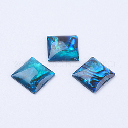 Natural Paua Shell Cabochons, Square, Blue, 10x10x2~2.5mm