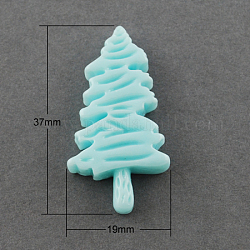 Resin Cabochons, Christmas Tree, Pale Turquoise, 37x19x6mm