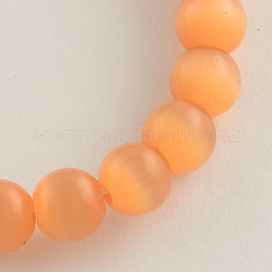 Cat Eye Glass Bead Strands, Round, Coral, 3mm, Hole: 0.5mm, about 132pcs/strand, 15.3 inch