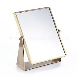 Miroir de maquillage rotatif en fer, miroir double face, rectangle, bronze antique, 27.4x21.4x6.9 cm