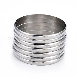 Fashion 304 Stainless Steel Buddhist Bangle Sets, Stainless Steel Color, 2-1/8 inch(5.5cm), 7pcs/set