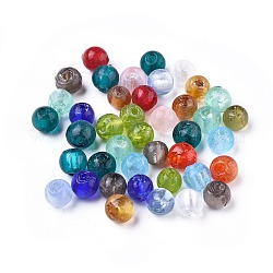 Manuell Silber Folie-Glas Perlen, Runde, Mischfarbe, ca. 8 mm Durchmesser, Bohrung: 1.5 mm