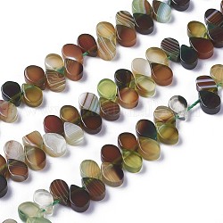 Chapelets de perle en agate naturelle teinte, perles percées, larme, colorées, 7.5~8x5~5.5x2.5~3mm, Trou: 1mm, Environ 112 pcs/chapelet, 15.3 pouce (38.9 cm)
