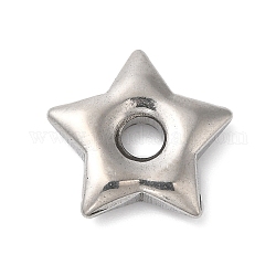 Ciondoli in acciaio titanio, colore acciaio inossidabile, stella, 14.5x15x3mm