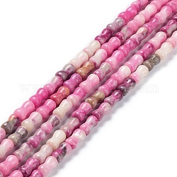 Chapelets de perles de quartz naturel, teinte, os, rose, 10x5mm, Trou: 0.6mm, Environ 41 pcs/chapelet, 15.75~16.14 pouce (40~41 cm)