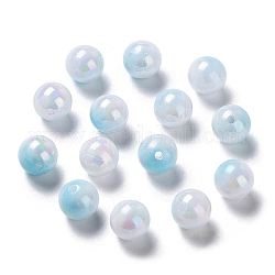 Perles acryliques opaques bicolores, ronde, bleu profond du ciel, 10mm, Trou: 1.8mm, environ 1020 pcs/500 g