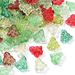 100Pcs Transparent Glass Beads, Christmas Tree, Mixed Color, 16.5x15x5.5mm, Hole: 1.2mm
