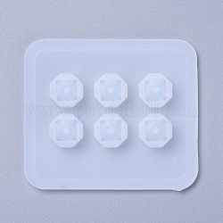 Silicone Bead Molds, Resin Casting Molds, For UV Resin, Epoxy Resin Jewelry Making, Square, White, 8.2x7.1x1.3cm, Hole: 2.5mm, Inner Size: 9x9mm