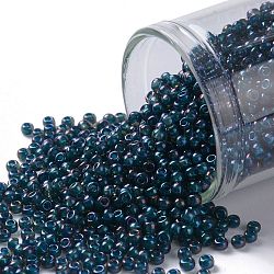 Toho perles de rocaille rondes, Perles de rocaille japonais, (385) couleur intérieure aqua mist, 11/0, 2.2mm, Trou: 0.8mm, à propos 1110pcs / bouteille, 10 g / bouteille