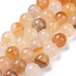 Quartz hématoïde jaune naturel/fils de perles de quartz guérisseur doré, ronde, 12mm, Trou: 1.2mm, Environ 31 pcs/chapelet, 14.37'' (36.5 cm)
