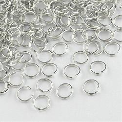Алюминиевая проволока открыты кольца прыжок, серебряные, 20 датчик, 6x0.8 мм, внутренний диаметр: 5 мм, Около 43000 шт / 1000 г