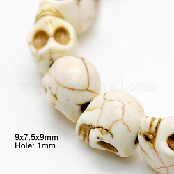 Synthetic Howlite Beads, Dyed, Halloween, Skull, Seashell, 9x7.5x9mm, hole: 1mm, 15.7inch, about 40pcs/strand
