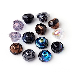 Perlas de vidrio checas galvanizadas, estilo retro, facetados, peg-top, color mezclado, 10x7.5mm, agujero: 1.2 mm, aproximamente 120 unidades / bolsa