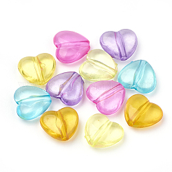 Transparent Acrylic Beads, Heart, Mixed Color, 11.5x12.5x5mm, Hole: 1.5mm, about 1210pcs/500g