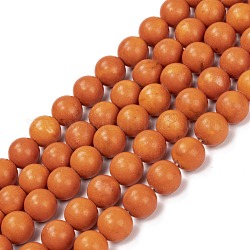 Chapelets de perles en howlite naturelle, teints et chauffée, ronde, 10mm, Trou: 1.4mm, Environ 41 pcs/chapelet, 15.75 pouce (40 cm)