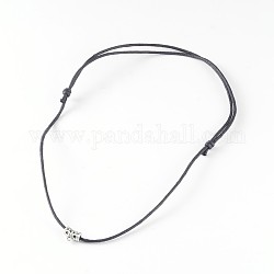 Регулируемые вощеные ожерелья из хлопкового шнура, со сплавочной фурнитурой, чёрные, 18.5 дюйм