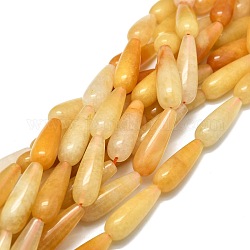 Natürliche gelbe Aventurin Perlen Stränge, Wassertropfen, 30x10 mm, Bohrung: 1.4 mm, ca. 13 Stk. / Strang, 15.75'' (40 cm)