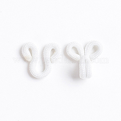 Cloth Clover Brass Buckles, Sewing Hooks and Eyes Closure, for Bra Clothing Trousers Skirt Sewing DIY Craft, White, 17.5x11x2~7mm, Hole: 2x2.5mm