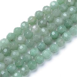 Chapelets de perle verte d'aventurine naturel, ronde à facettes, 6mm, Trou: 1mm, Environ 70 pcs/chapelet, 15.7 pouce