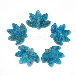 Cellulose Acetate(Resin) Pendants, Lotus, Sky Blue, 27x31.5x2.5mm, Hole: 1.2mm