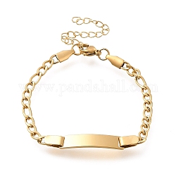 304 Stainless Steel Kids Bracelets, Blank Rectangle Link Bracelets, Golden, 6-3/8 inch(16.2cm)