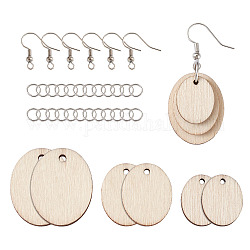 Yilisi kit per la creazione di orecchini pendenti in legno non finiti fai da te, con ganci di orecchini di ottone, ovale, platino, ciondoli:17.5~26.5x14~21x2.5mm, Foro: 1.5~2 mm, 150 pc / set