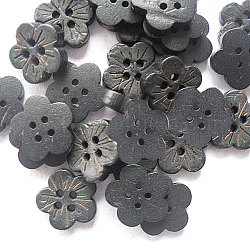 Cucitura dei bottoni di base intagliata, bottone di cocco, grigio scuro, circa13 mm di diametro