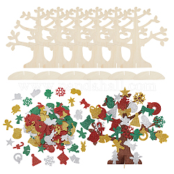 Ahandmaker 6 juego de pegatinas de espuma para árbol de Navidad, Pegatina autoadhesiva de Papá Noel de 4 color con exhibición de árbol 3d, pegatina con forma de árbol de Navidad de estrella de copo de nieve para fiestas de Navidad y proyectos de manualidades diy