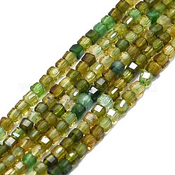 Natürlichen Turmalin Perlen Stränge, facettiert, Würfel, 2x2x2 mm, Bohrung: 0.6 mm, ca. 182 Stk. / Strang, 15.16''~15.55'' (38.5~39.5 cm)