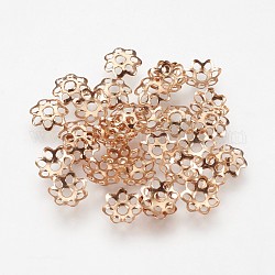 Chapeaux de perles en fer à pétales multiples, fleur, or clair, 6x1.5mm, Trou: 1mm