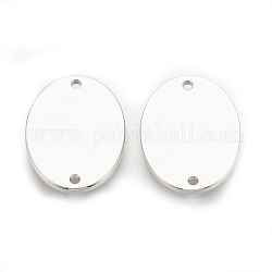 Messingverbinder Stecker, Oval, Echt platiniert, 18x13x1 mm, Bohrung: 1 mm