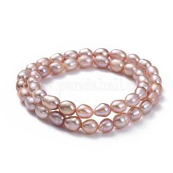 Bijoux de fête des mères, ensembles de bracelets stretch mère et fille, avec des perles de perles naturelles teintées et des sacs en jute, Prune, 1-7/8 pouce (4.7 cm), 2-1/4 pouce (5.8 cm), 2 pièces / kit