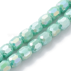 Chapelets de perles en verre électroplaqué, de couleur plaquée ab , facette, baril, aigue-marine, 8x8mm, Trou: 1.2mm, Environ 80 pcs/chapelet, 26.14'' (66.4 cm)